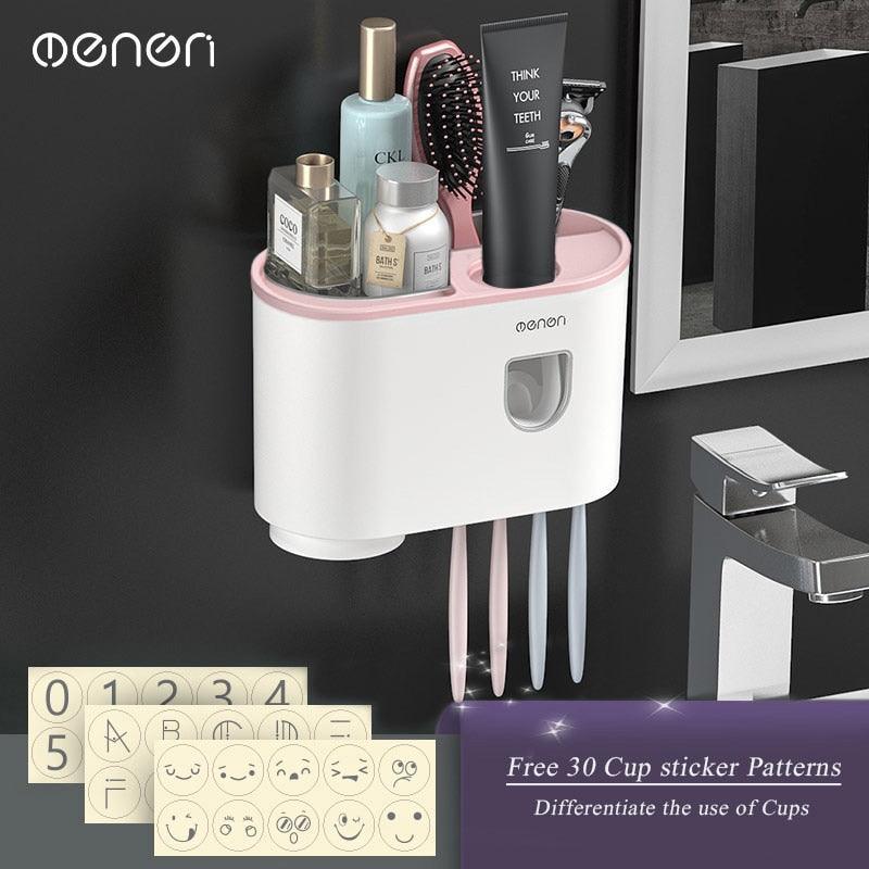 Lisslune | Slim magnetic toothbrush and toothpaste organizer with automatic dispenser for a stylish bathroom upgrade
