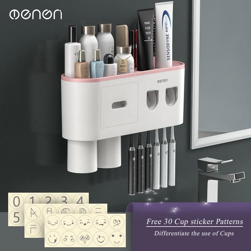 Lisslune | Slim magnetic toothbrush and toothpaste organizer with automatic dispenser for a stylish bathroom upgrade