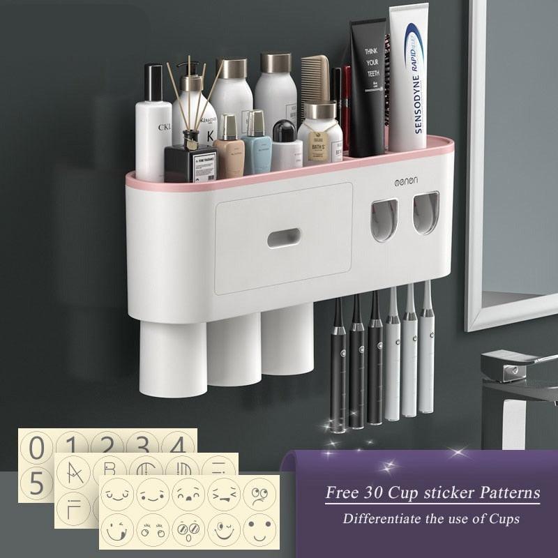 Lisslune | Slim magnetic toothbrush and toothpaste organizer with automatic dispenser for a stylish bathroom upgrade
