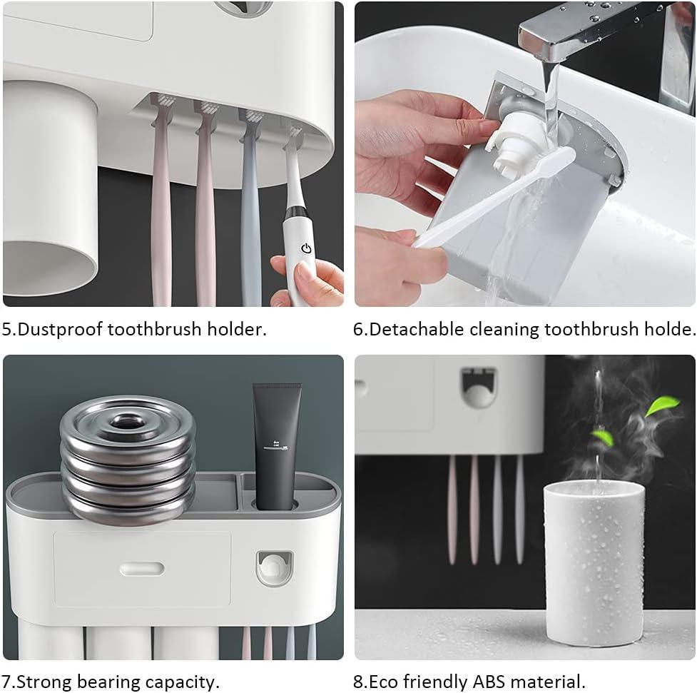 Lisslune | Slim magnetic toothbrush and toothpaste organizer with automatic dispenser for a stylish bathroom upgrade