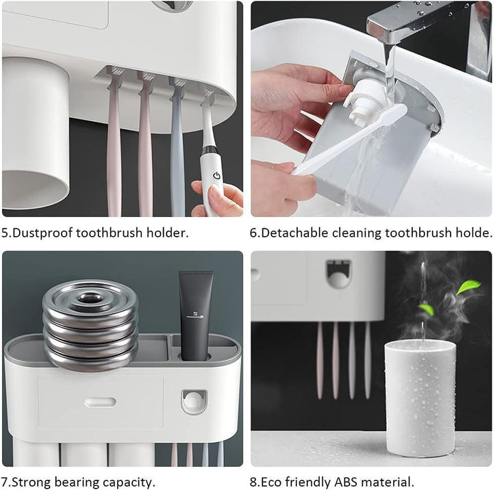 Lisslune | Slim magnetic toothbrush and toothpaste organizer with automatic dispenser for a stylish bathroom upgrade