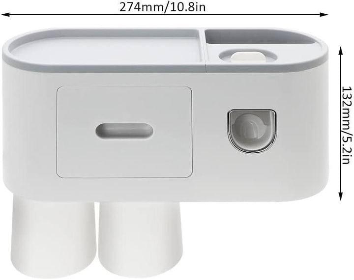 Lisslune | Slim magnetic toothbrush and toothpaste organizer with automatic dispenser for a stylish bathroom upgrade