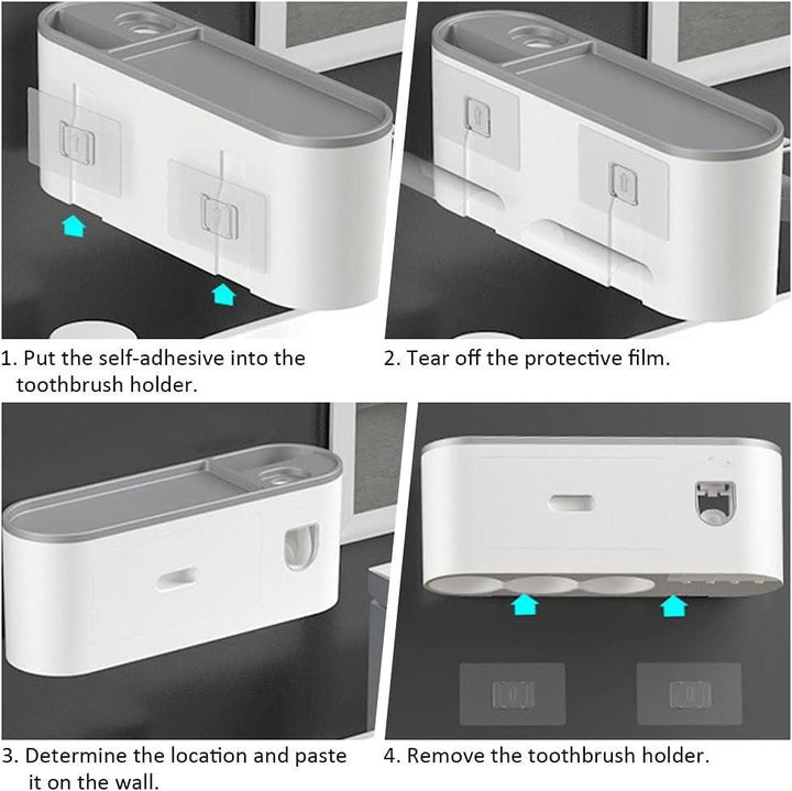 Lisslune | Slim magnetic toothbrush and toothpaste organizer with automatic dispenser for a stylish bathroom upgrade