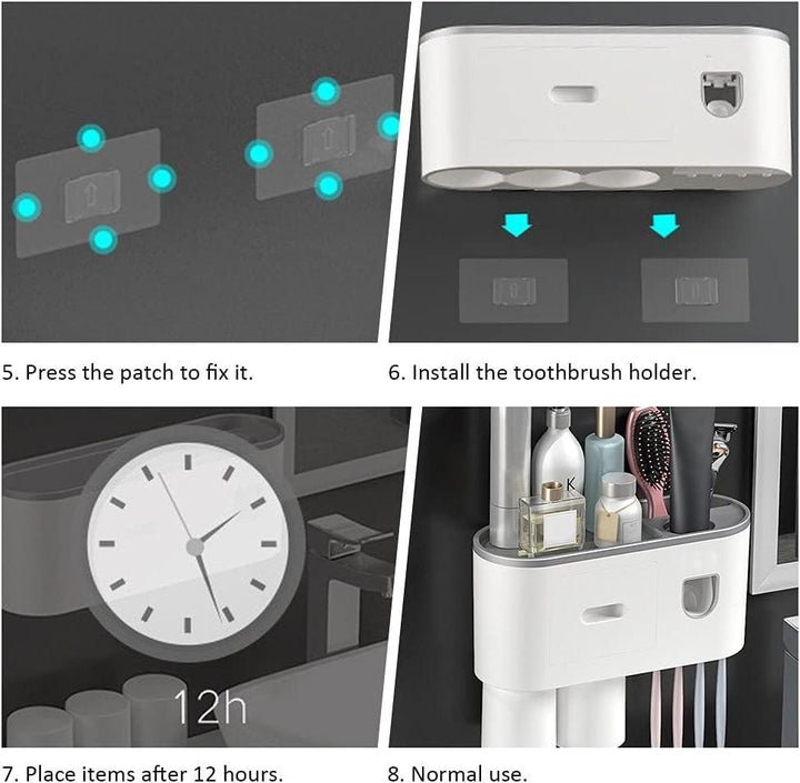 Lisslune | Slim magnetic toothbrush and toothpaste organizer with automatic dispenser for a stylish bathroom upgrade