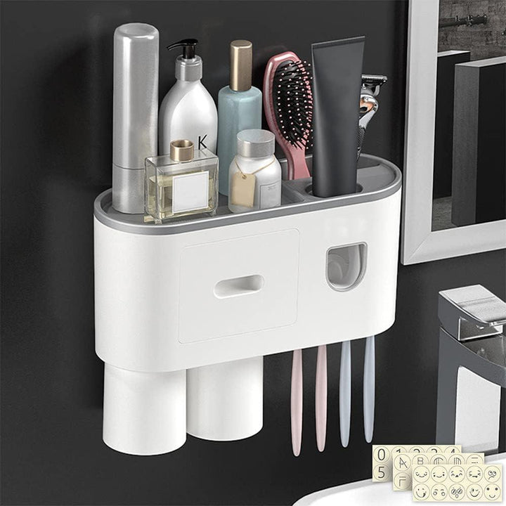 Lisslune | Slim magnetic toothbrush and toothpaste organizer with automatic dispenser for a stylish bathroom upgrade