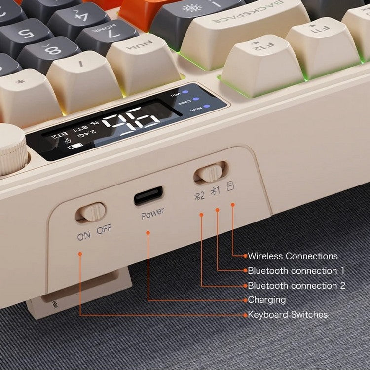 Lisslune | Silent Mechanical Keyboard - Cool Gaming Wireless Design with Display