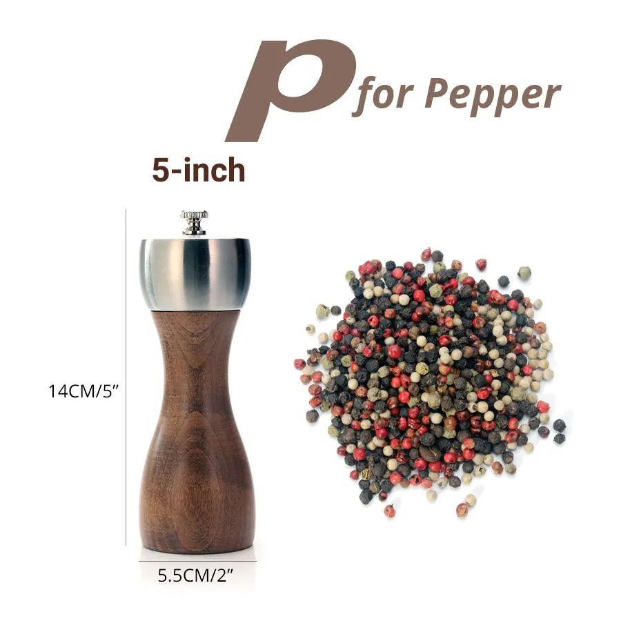 Lisslune | Elegant beech wood salt and pepper mill set with high-quality carbon steel mechanism