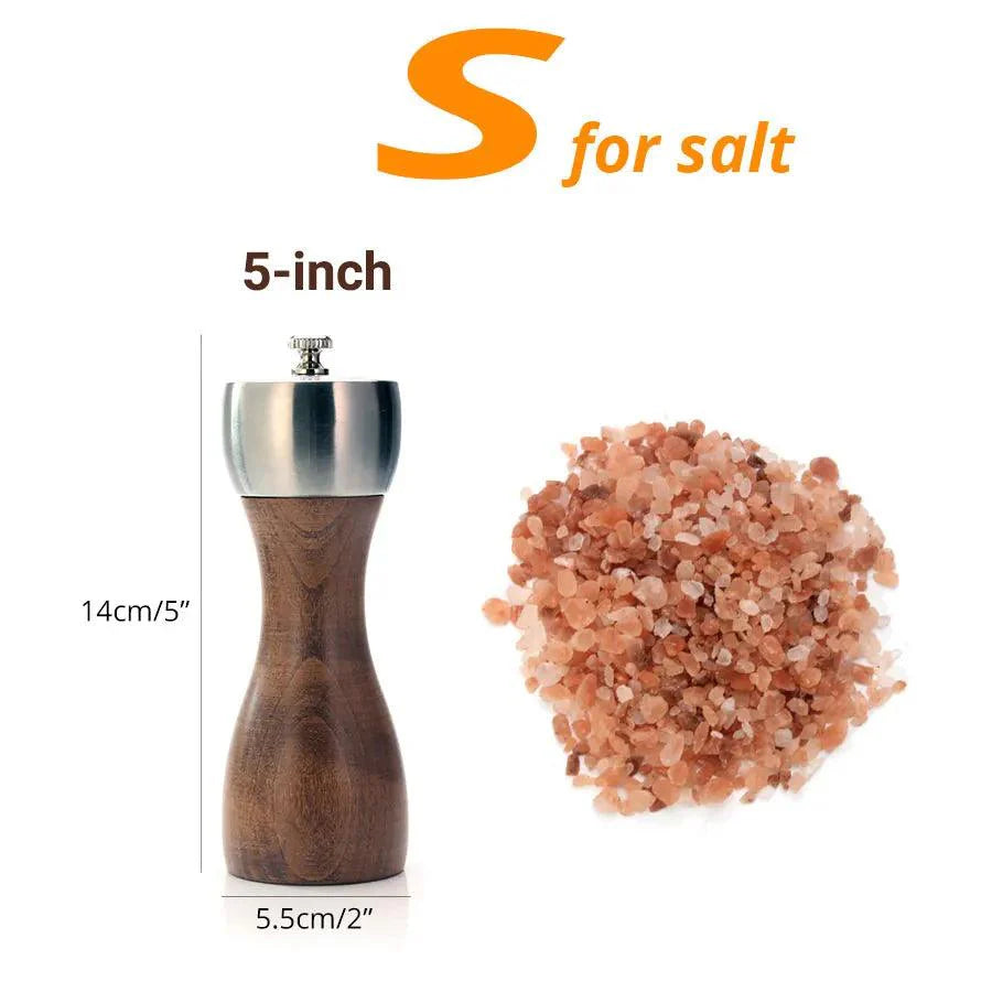 Lisslune | Elegant beech wood salt and pepper mill set with high-quality carbon steel mechanism