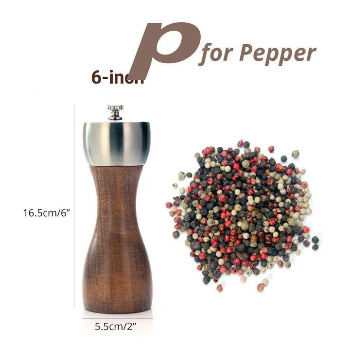 Lisslune | Elegant beech wood salt and pepper mill set with high-quality carbon steel mechanism