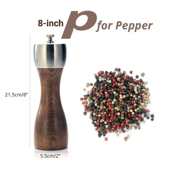 Lisslune | Elegant beech wood salt and pepper mill set with high-quality carbon steel mechanism