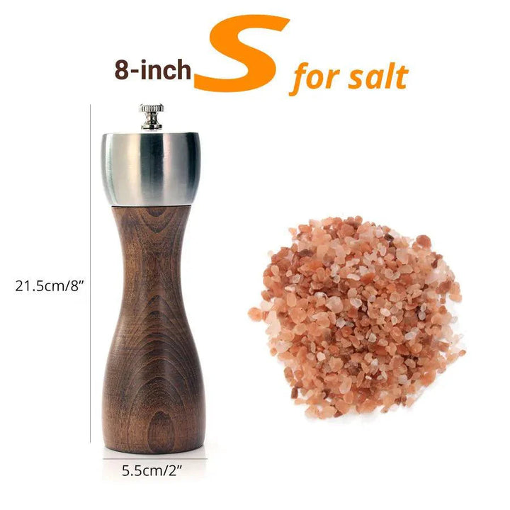 Lisslune | Elegant beech wood salt and pepper mill set with high-quality carbon steel mechanism