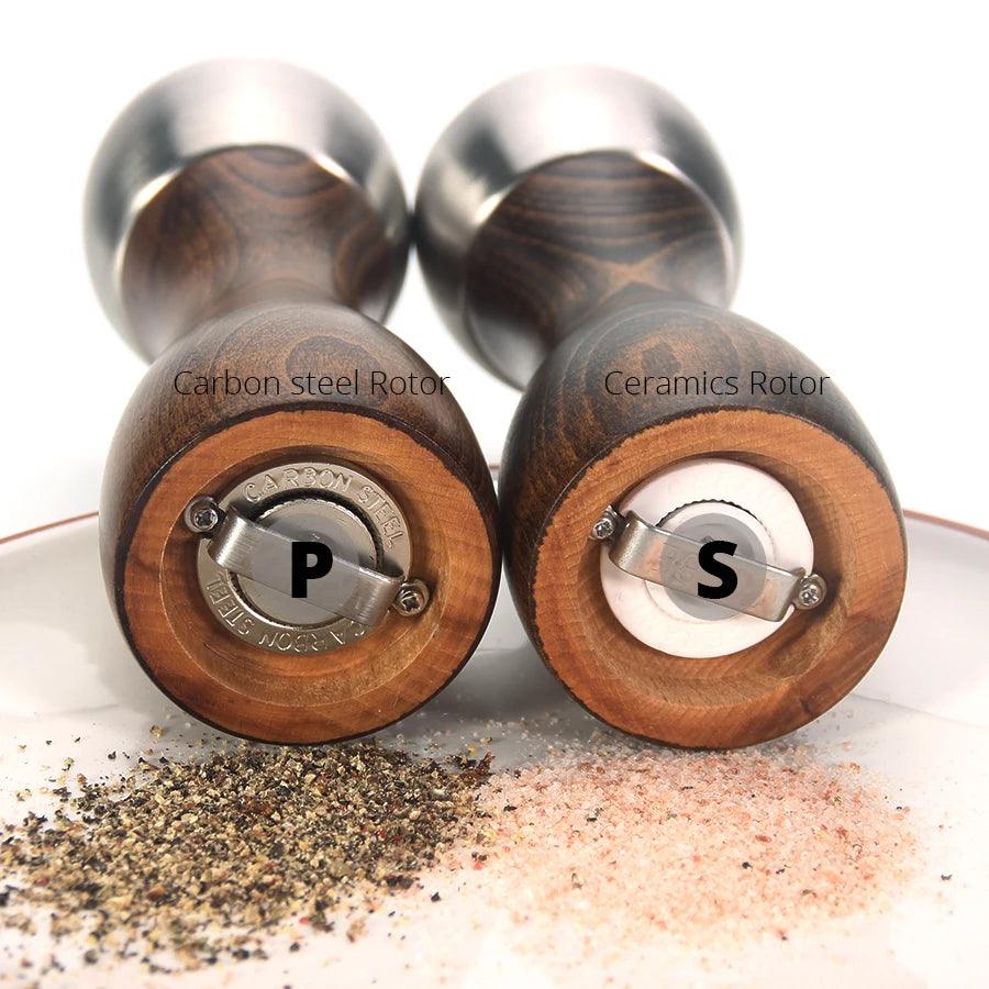 Lisslune | Elegant beech wood salt and pepper mill set with high-quality carbon steel mechanism