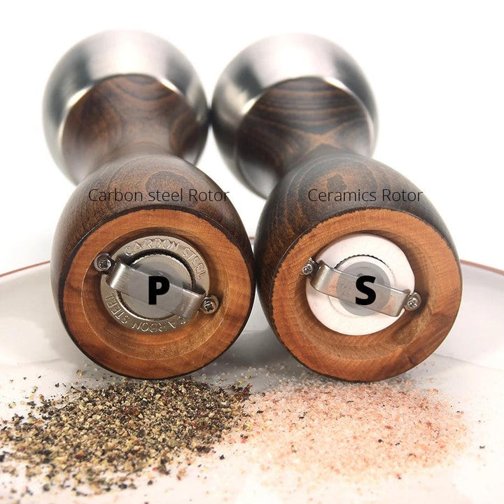 Lisslune | Elegant beech wood salt and pepper mill set with high-quality carbon steel mechanism