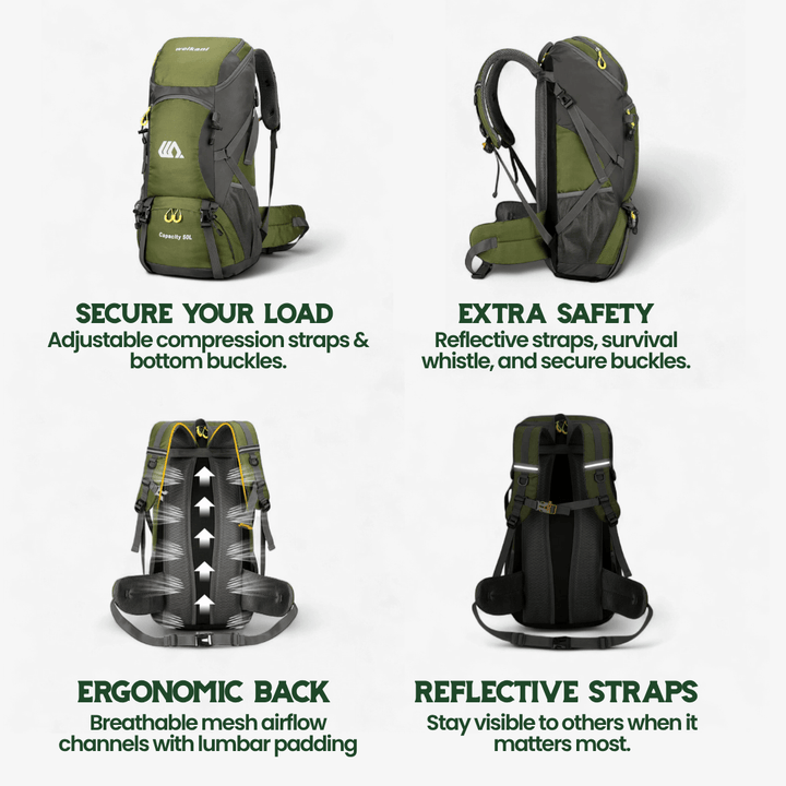 Lisslune | TRAILPRO 50L – Hiking Backpack with Breathable Back & Smart Storage