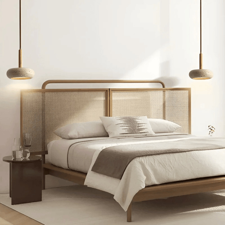 Lisslune | TranquilHalo – LED Retro Ceiling Light in Stone & Wood