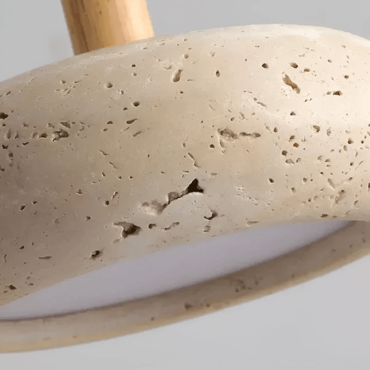 Lisslune | TranquilHalo – LED Retro Ceiling Light in Stone & Wood