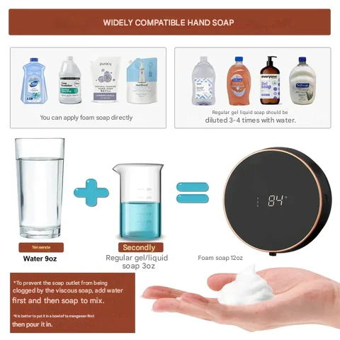 Lisslune | Cleon 5-in-1 Smart Automatic Soap Dispenser with LED Display – Touchless, Rechargeable & Wall-Mountable