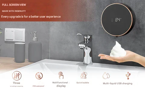 Lisslune | Cleon 5-in-1 Smart Automatic Soap Dispenser with LED Display – Touchless, Rechargeable & Wall-Mountable