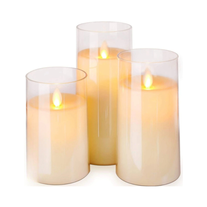 Lisslune | LED Ambient Candle Lights | Realistic Flame Aura, Customizable Brightness & Timer Settings for Home Decor and Events