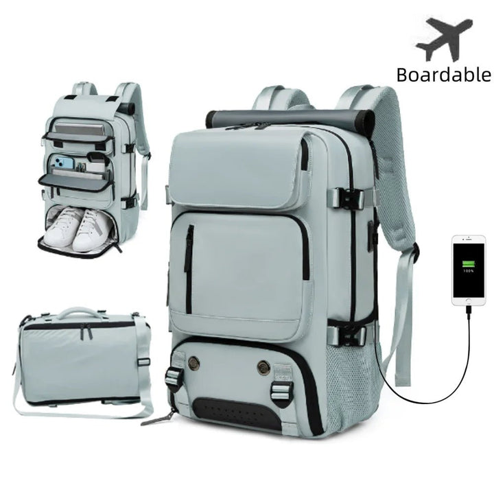 Lisslune | TRAVELMAX Pack – Waterproof Travel Backpack with USB Port, Shoe Compartment & Anti-Theft Pocket
