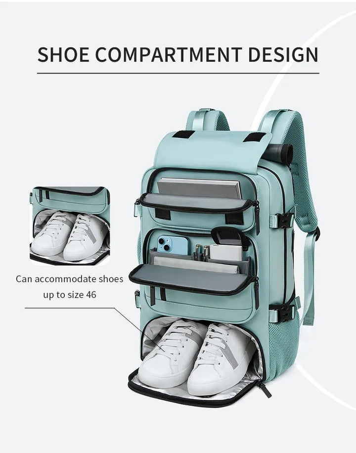 Lisslune | TRAVELMAX Pack – Waterproof Travel Backpack with USB Port, Shoe Compartment & Anti-Theft Pocket