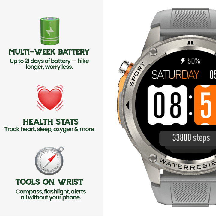 Lisslune | TrekSight X – Rugged Smartwatch with GPS & Health Monitoring