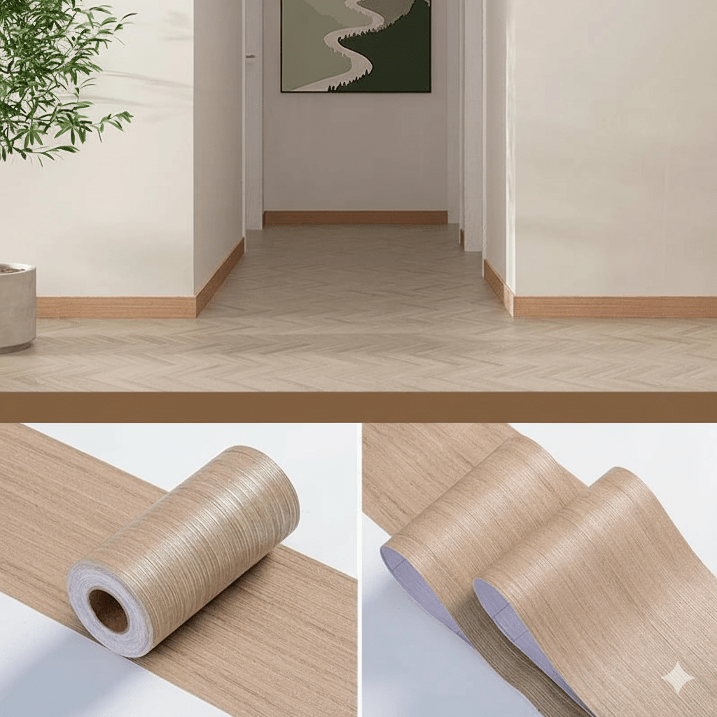 Lisslune | CasaForm Premium Skirting Trim | Durable PVC wood grain wall base stickers for modern decoration