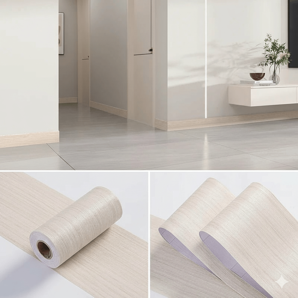 Lisslune | CasaForm Premium Skirting Trim | Durable PVC wood grain wall base stickers for modern decoration