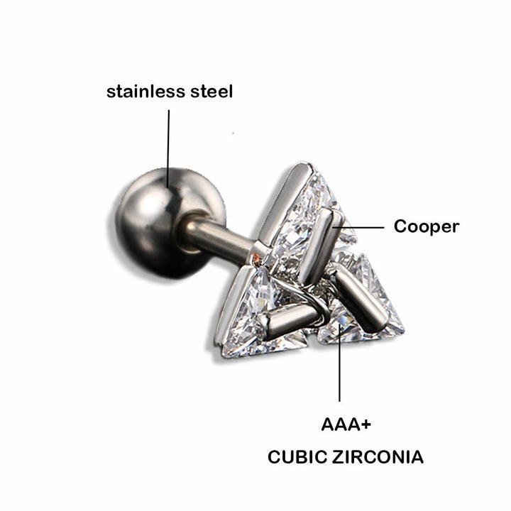 Lisslune | TRISILVER – Triangle Earrings with Push-Back Closure, Lightweight and Modern Design