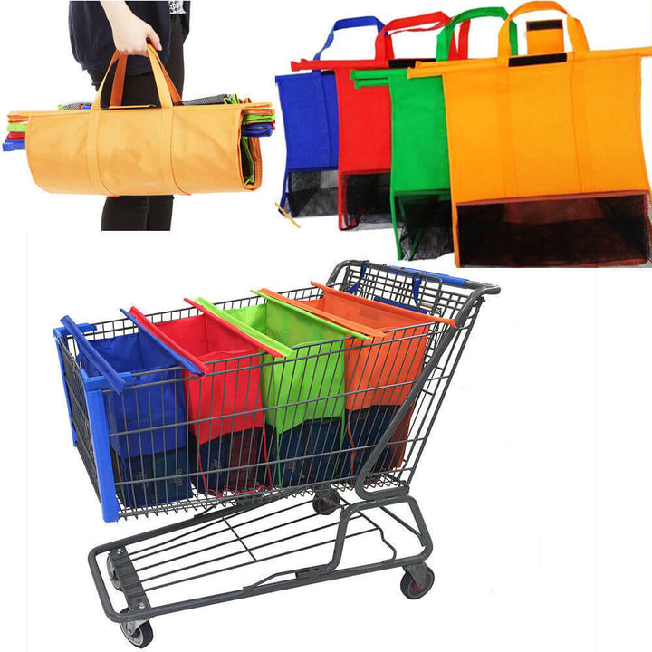 Lisslune | EcoSmart Shopping Cart Trolley Bags (Set of 4) | Reusable Grocery Organiser System