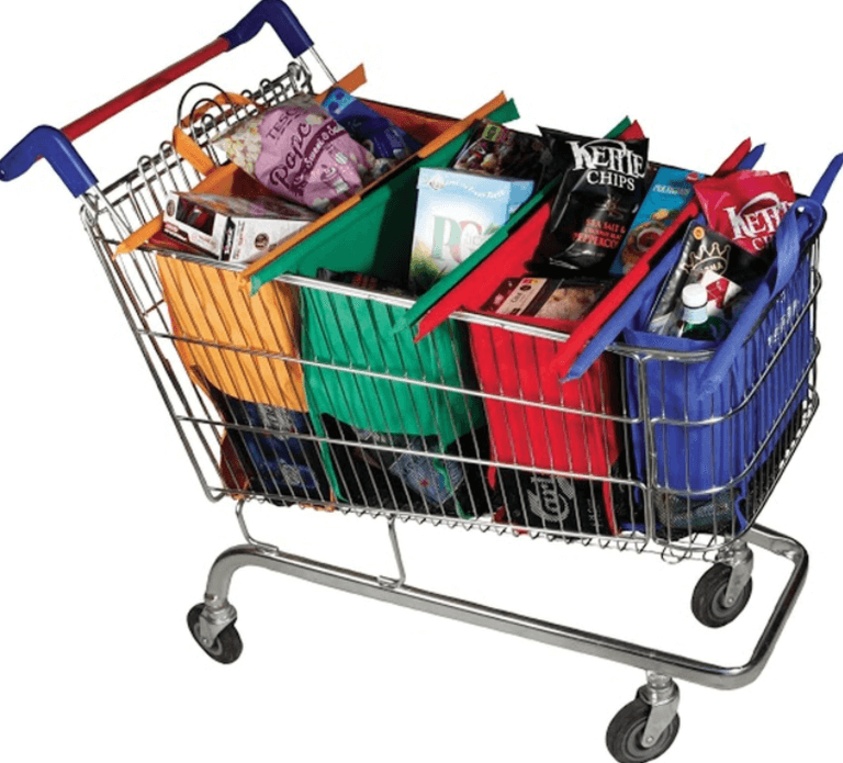 Lisslune | EcoSmart Shopping Cart Trolley Bags (Set of 4) | Reusable Grocery Organiser System