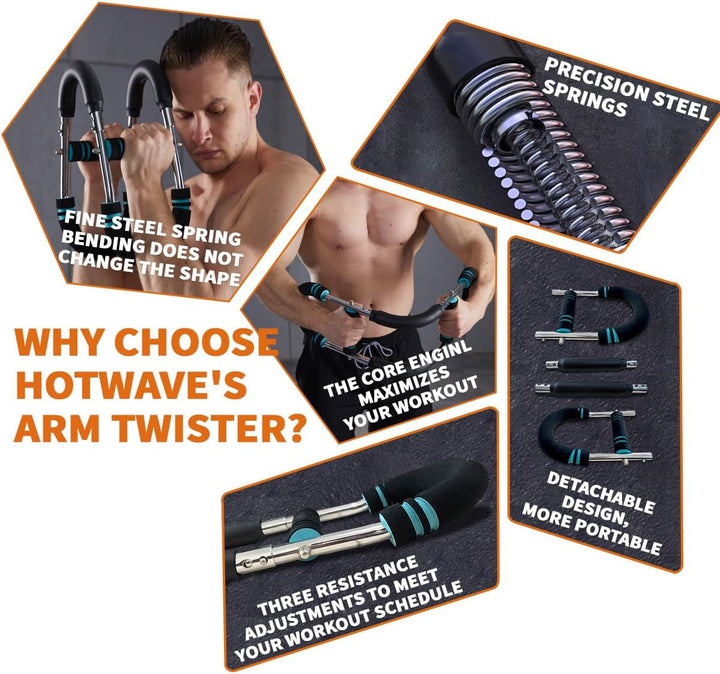 Lisslune | TwisterFlex Adjustable Power Twister – Strengthen Forearms, Triceps & Chest – Durable, Portable Strength Training Bar – Adjustable Resistance
