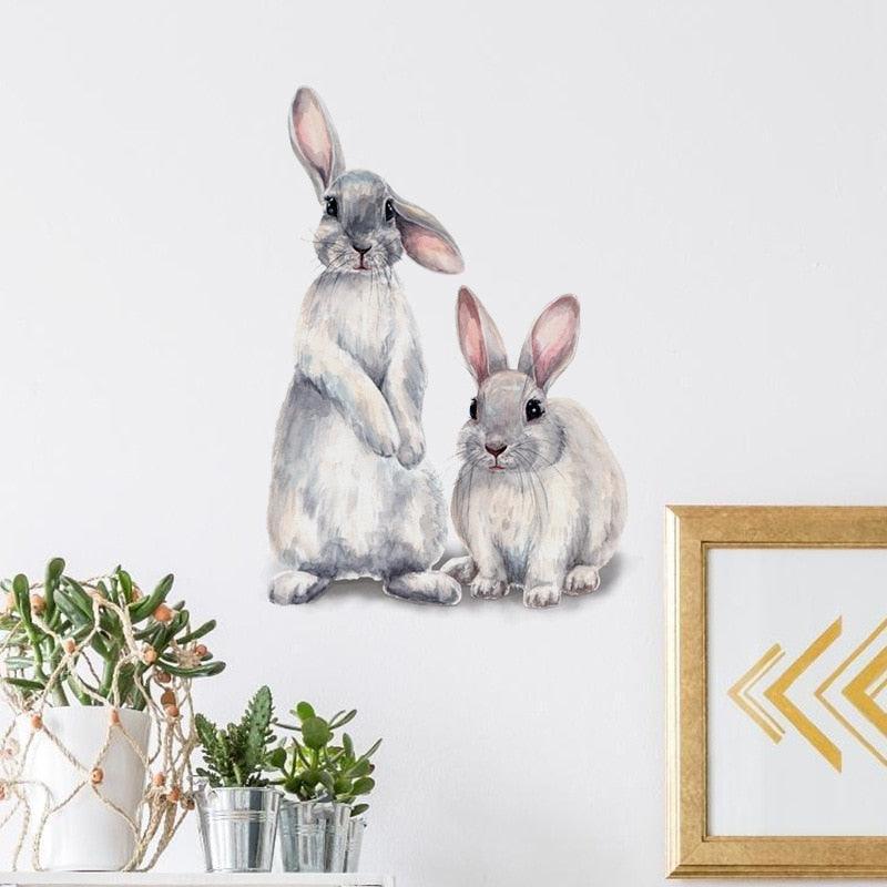 Lisslune | Beautiful Rabbit Wall Sticker - Funny Animal Sticker for Kids Decoration or Nursery