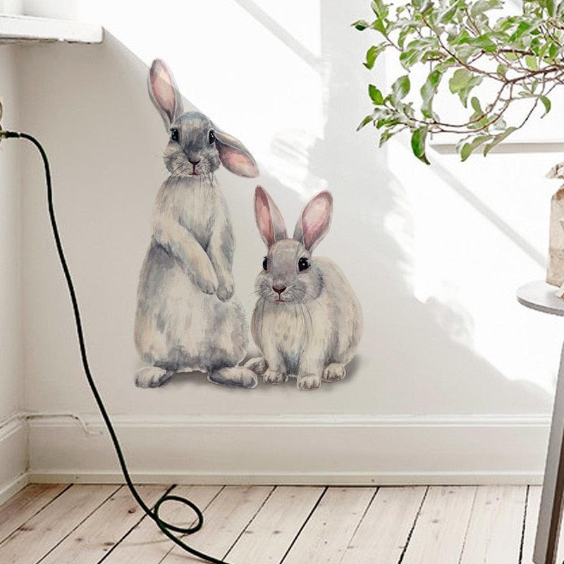 Lisslune | Beautiful Rabbit Wall Sticker - Funny Animal Sticker for Kids Decoration or Nursery