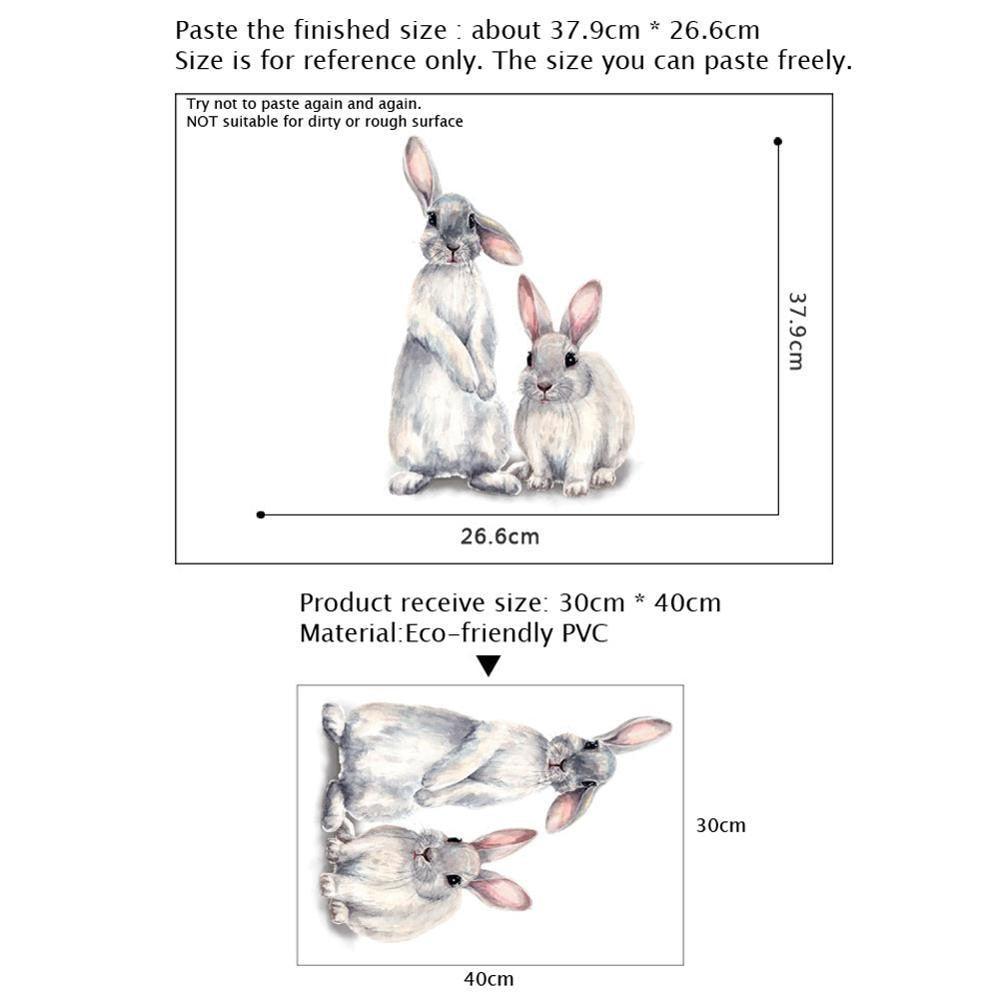 Lisslune | Beautiful Rabbit Wall Sticker - Funny Animal Sticker for Kids Decoration or Nursery
