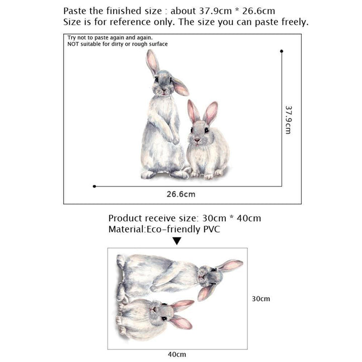 Lisslune | Beautiful Rabbit Wall Sticker - Funny Animal Sticker for Kids Decoration or Nursery