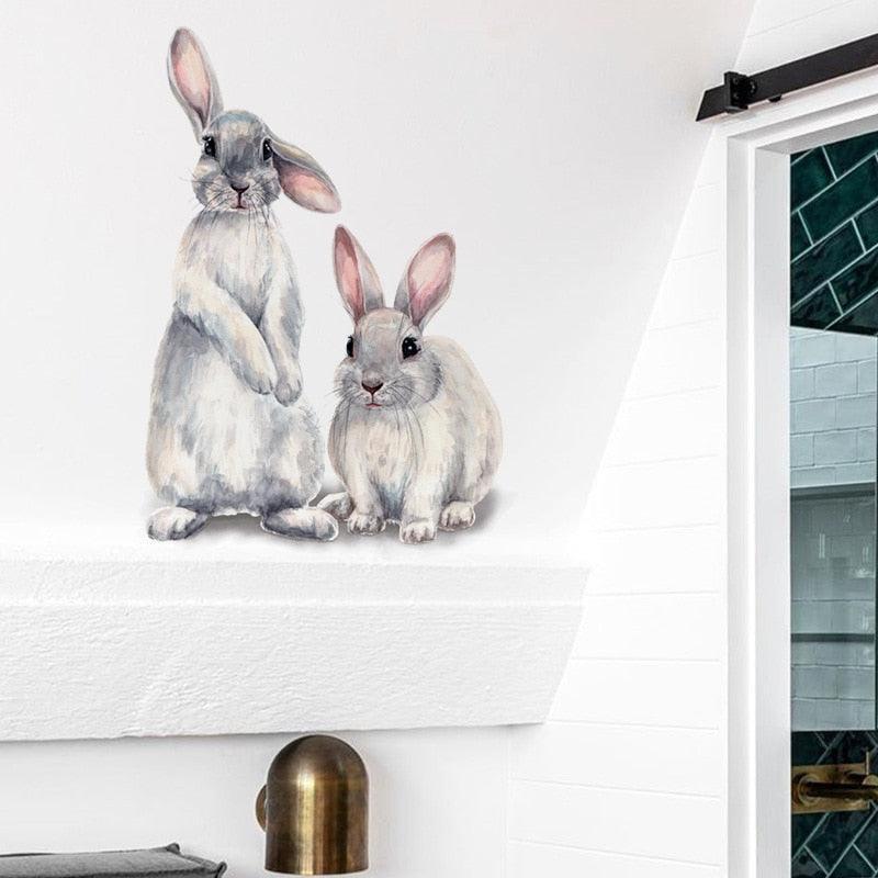 Lisslune | Beautiful Rabbit Wall Sticker - Funny Animal Sticker for Kids Decoration or Nursery
