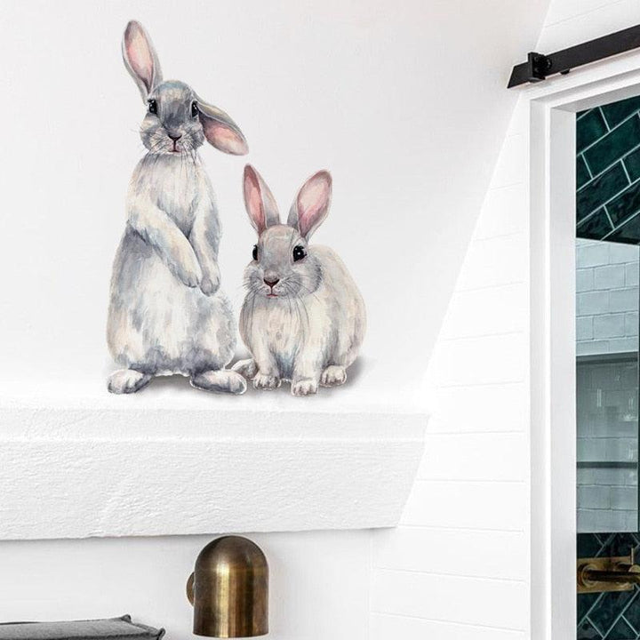 Lisslune | Beautiful Rabbit Wall Sticker - Funny Animal Sticker for Kids Decoration or Nursery