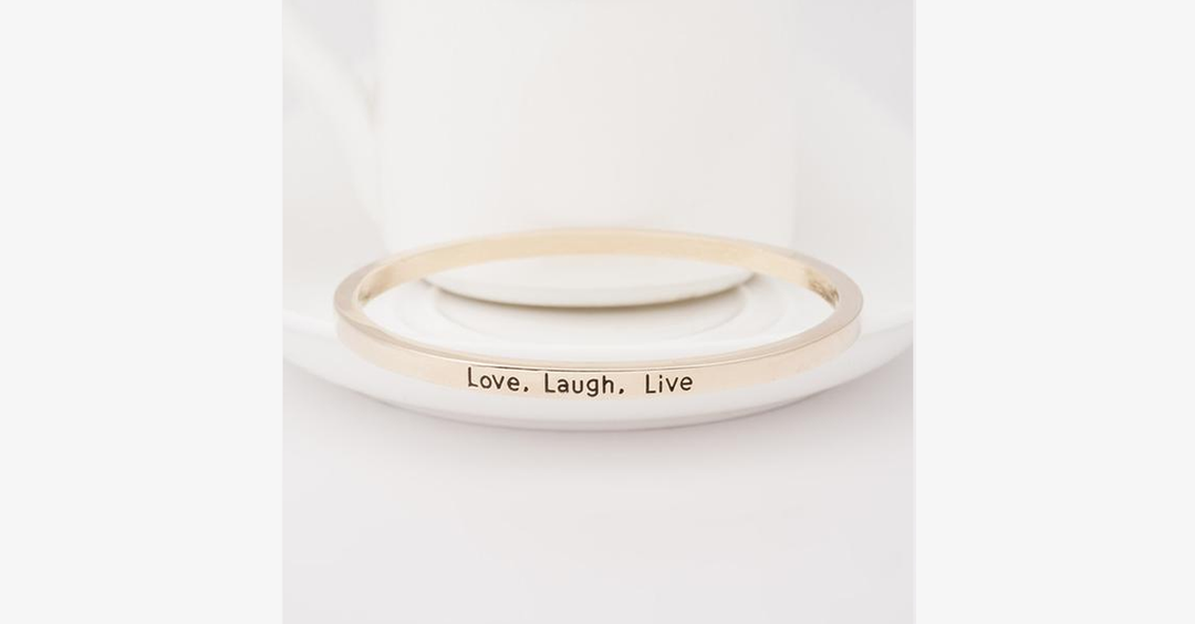 Lisslune | Love Laugh Live Engraved Cuff Bracelet