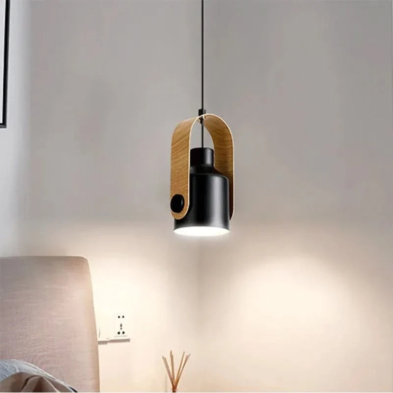 Lisslune | Nordic Wood & Metal Pendant Spotlight – Minimalist Hanging Light