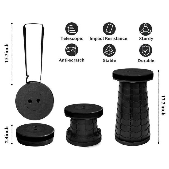 Lisslune | UltraCompact Foldable Stool | Lightweight, Adjustable Height & Portable for Camping, Fishing, Travel & Home Use