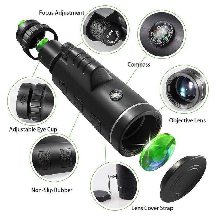 Lisslune | UltraZoom Pro HD Monocular | Waterproof, BAK-4 Prism & Ideal for Stargazing and Wildlife Observation