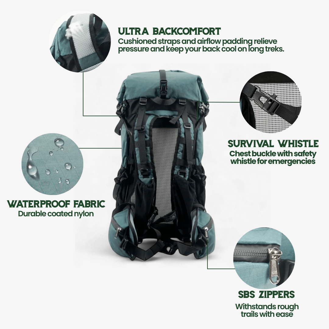 Lisslune | ULTREA 50L – Ultralight Expandable Adventure Backpack for Hiking & Travel