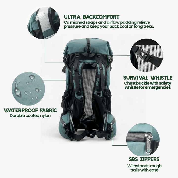 Lisslune | ULTREA 50L – Ultralight Expandable Adventure Backpack for Hiking & Travel