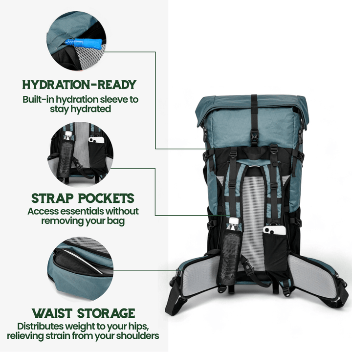 Lisslune | ULTREA 50L – Ultralight Expandable Adventure Backpack for Hiking & Travel