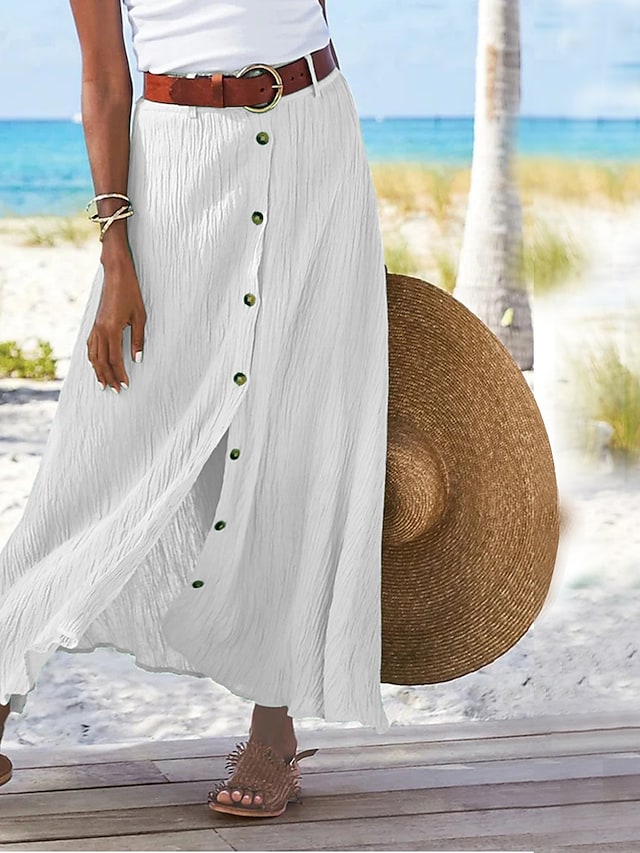 Lisslune | Elegant Long Linen Skirt for Women