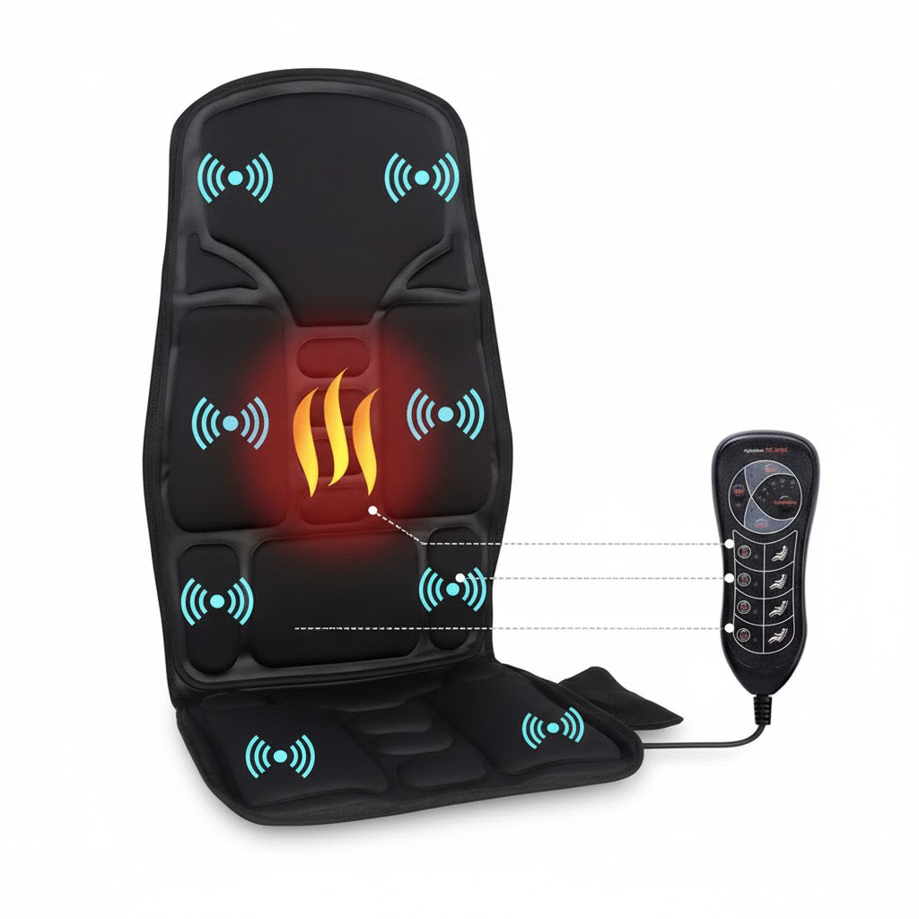 Lisslune | Massage Chair Pad with Heat | 8 Massage Modes, Deep Tissue Relief & Portable for Home and Car Use
