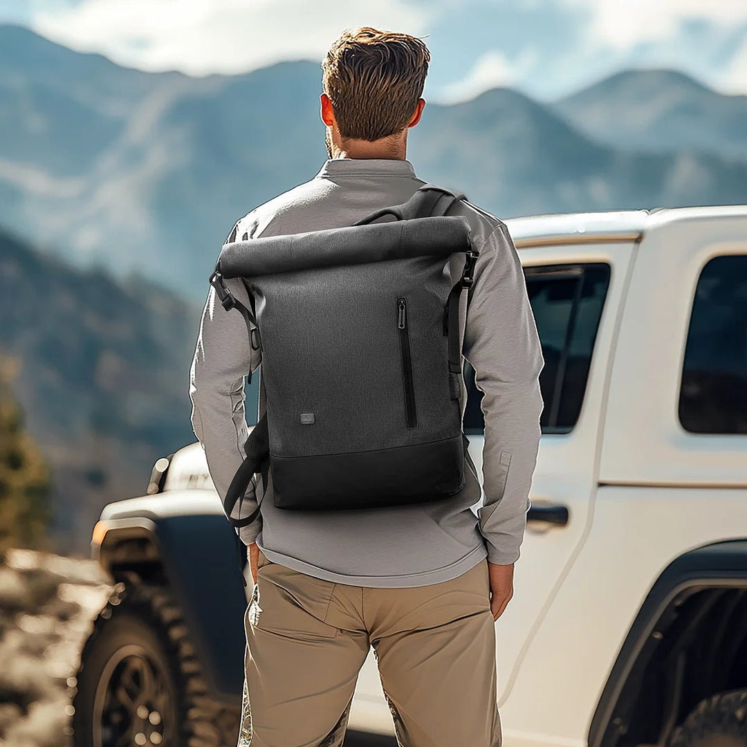 Lisslune | URBANTRAIL Rolltop Backpack – Expandable & Waterproof Travel Backpack with USB Port and Laptop Compartment
