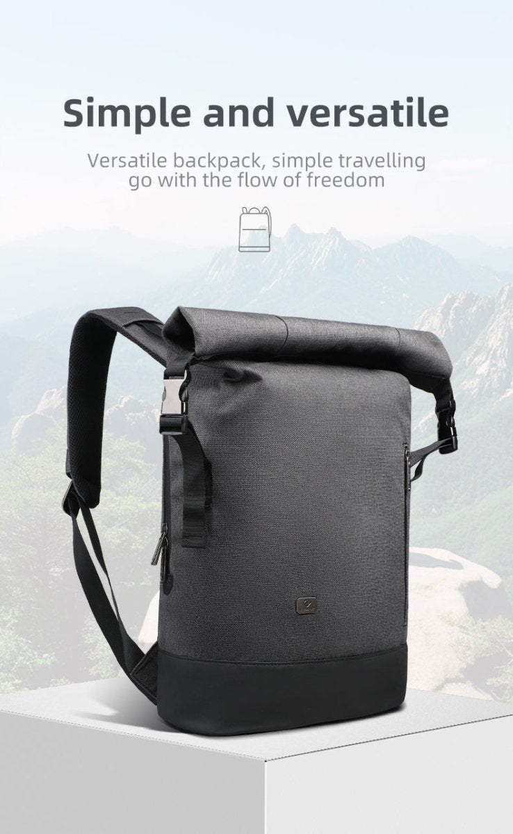 Lisslune | URBANTRAIL Rolltop Backpack – Expandable & Waterproof Travel Backpack with USB Port and Laptop Compartment
