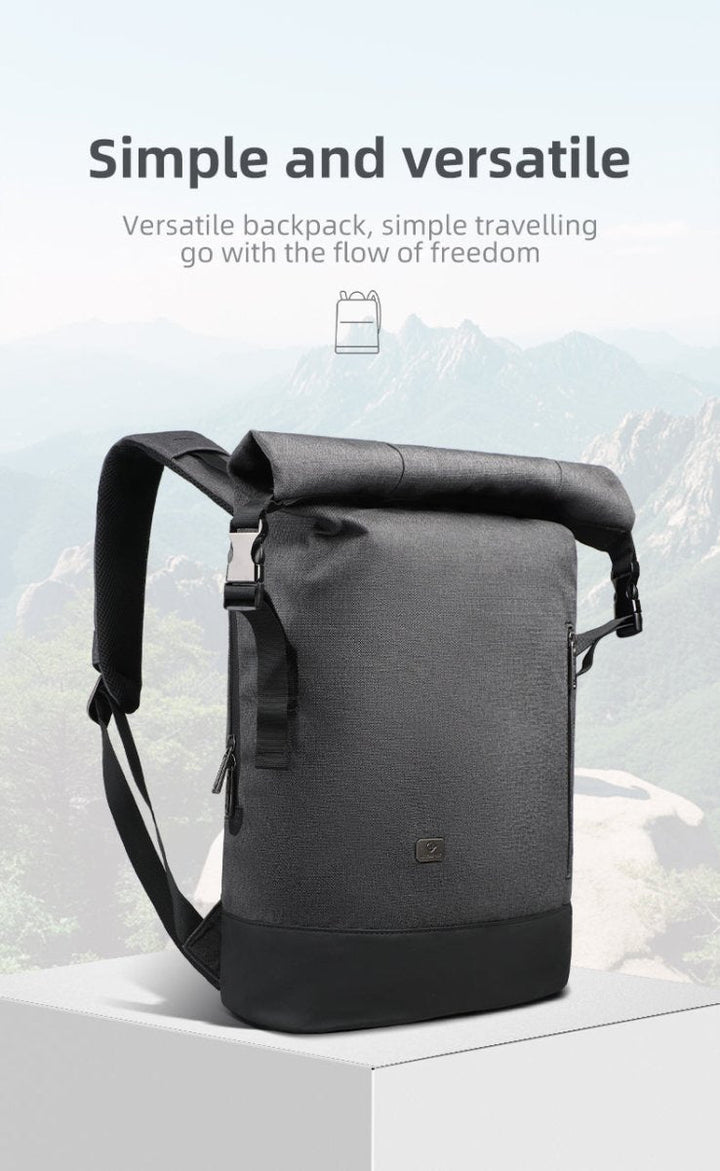 Lisslune | URBANTRAIL Rolltop Backpack – Expandable & Waterproof Travel Backpack with USB Port and Laptop Compartment